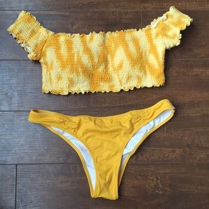 RARE YELLOW TIE DYE PINK BY VS BATHING SUIT SIZE S